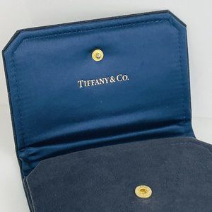 Tiffany Black Leather Suede Necklace Presentation Folding Pouch With Blue Lining